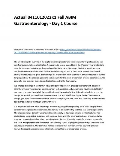 Actual 0411012022K1 Fall ABIM Gastroenterology - Day 1 Practice Course