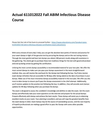 Actual 611012022 Fall ABIM Infectious Disease Practice Course