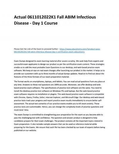 Actual 0611012022K1 Fall ABIM Infectious Disease - Day 1 Practice Course