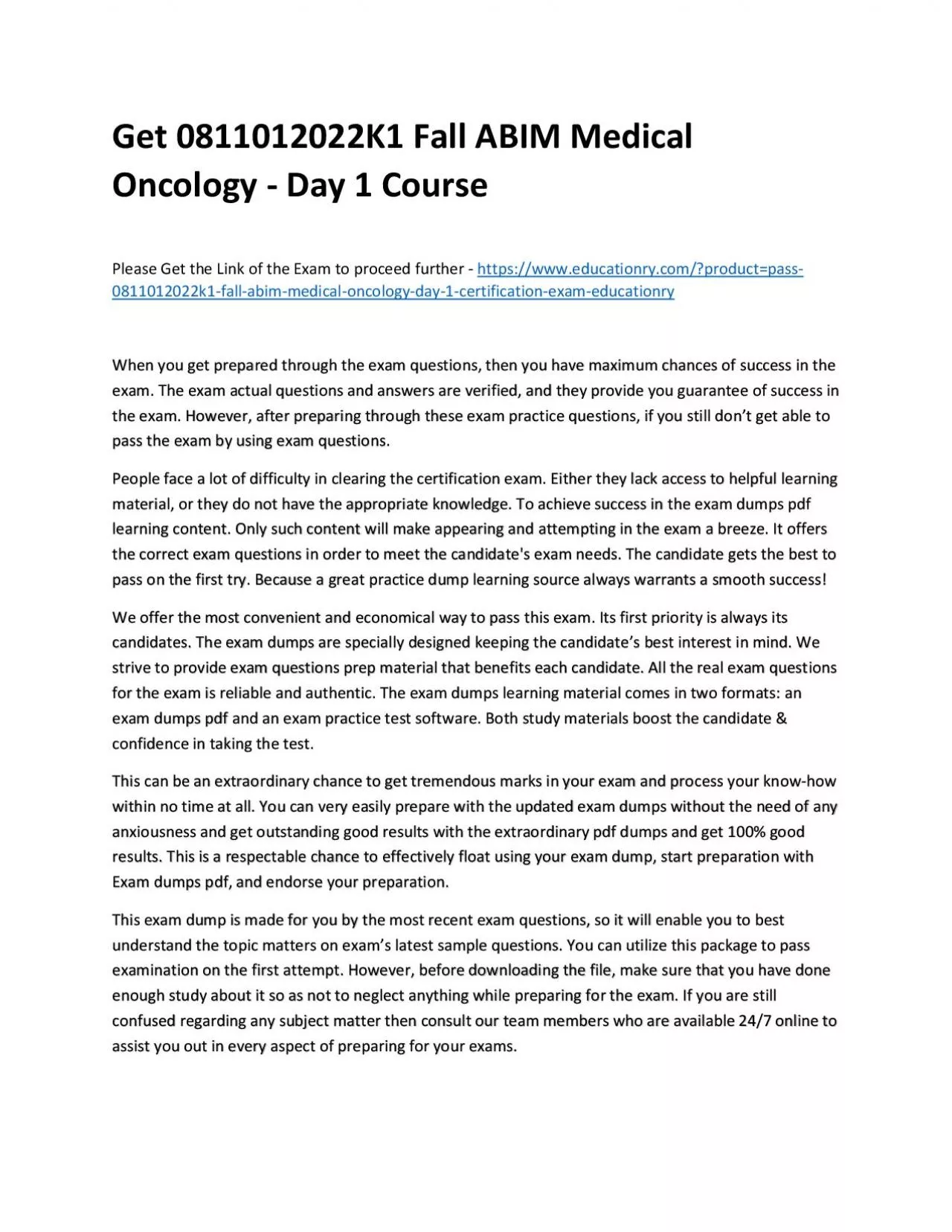 PDF-Get 0811012022K1 Fall ABIM Medical Oncology - Day 1 Practice Course