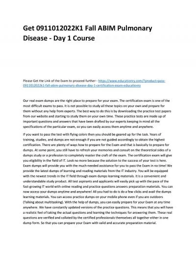 Get 0911012022K1 Fall ABIM Pulmonary Disease - Day 1 Practice Course