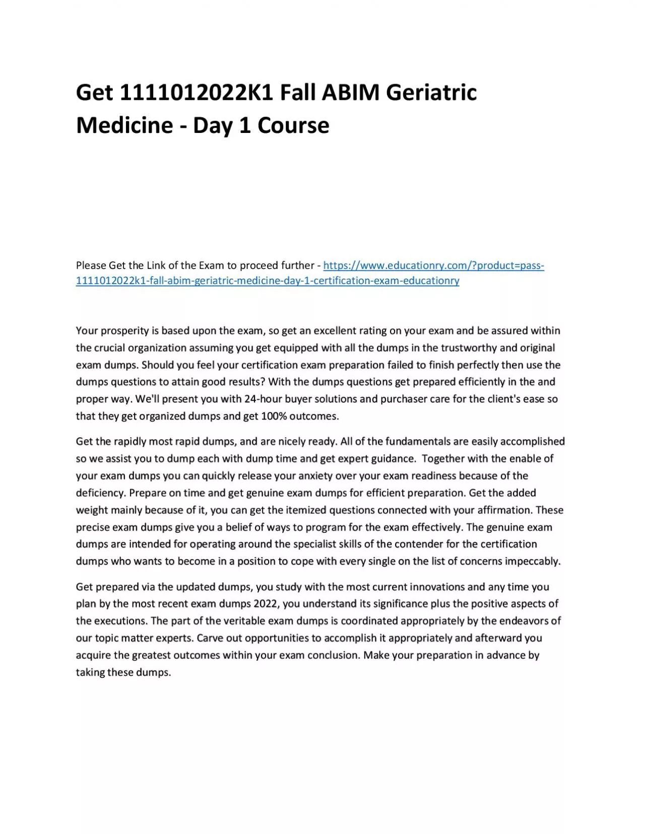 Get 1111012022K1 Fall ABIM Geriatric Medicine - Day 1 Practice Course