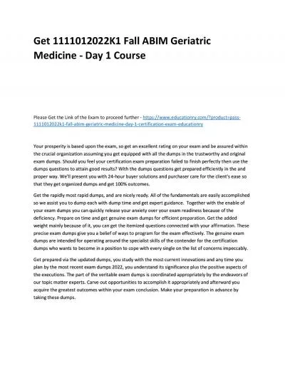 Get 1111012022K1 Fall ABIM Geriatric Medicine - Day 1 Practice Course
