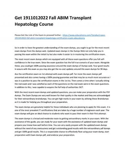 Get 1911012022 Fall ABIM Transplant Hepatology Practice Course