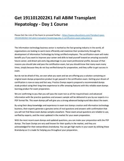 Get 1911012022K1 Fall ABIM Transplant Hepatology - Day 1 Practice Course