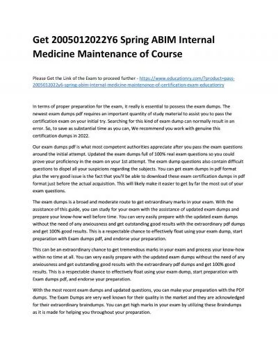 Get 2005012022Y6 Spring ABIM Internal Medicine Maintenance of Practice Course