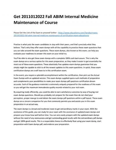 Get 2011012022 Fall ABIM Internal Medicine Maintenance of Practice Course