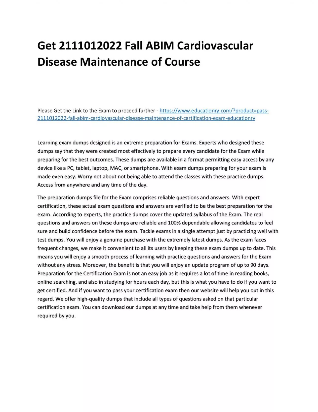 PDF-Get 2111012022 Fall ABIM Cardiovascular Disease Maintenance of Practice Course