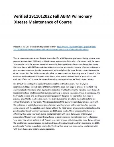 Verified 2911012022 Fall ABIM Pulmonary Disease Maintenance of Practice Course