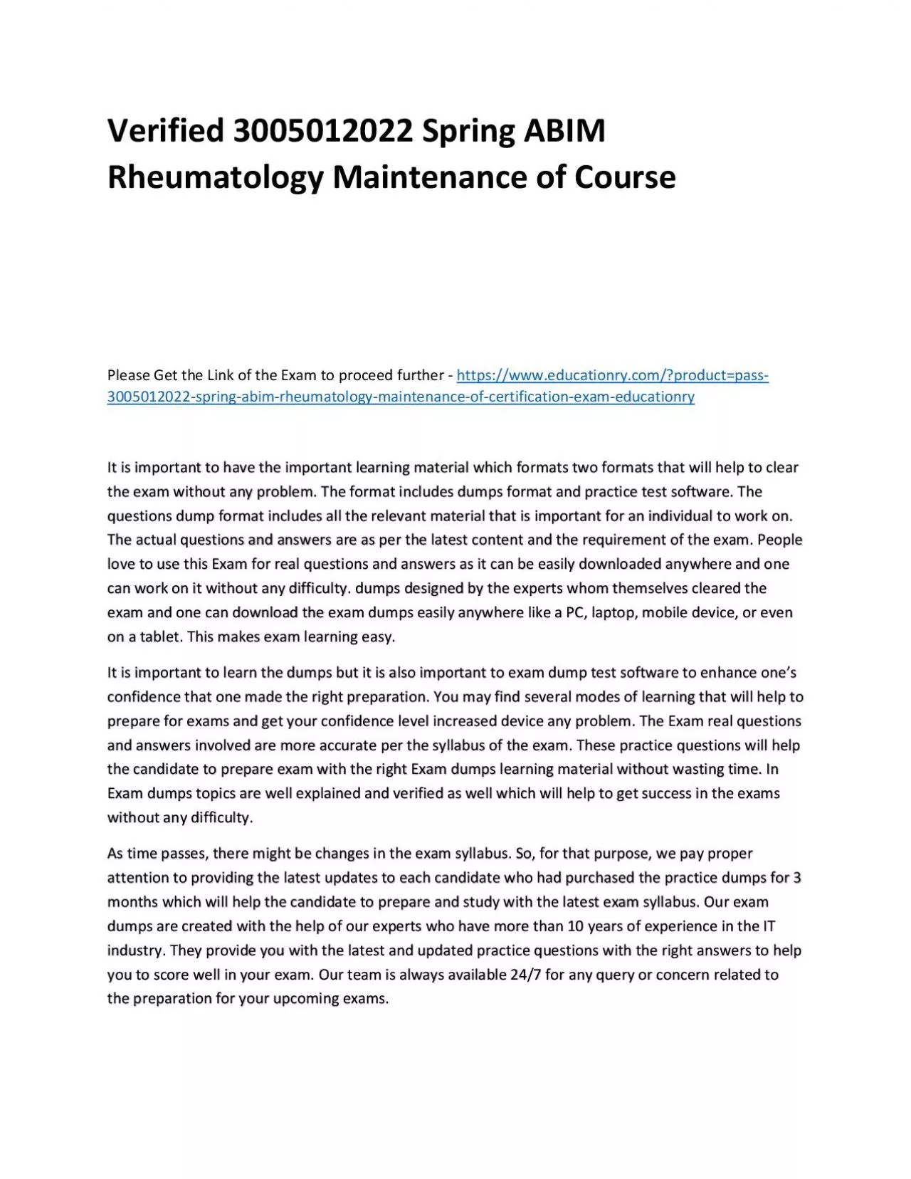 PDF-Verified 3005012022 Spring ABIM Rheumatology Maintenance of Practice Course