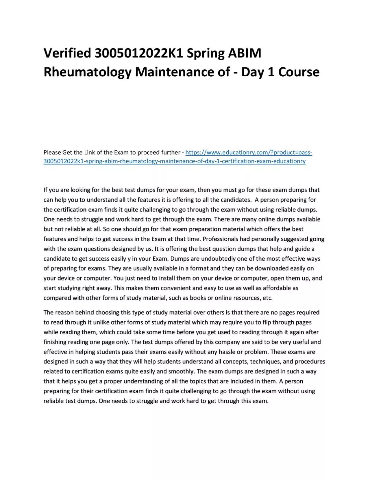 PDF-Verified 3005012022K1 Spring ABIM Rheumatology Maintenance of - Day 1 Practice Course