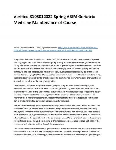 Verified 3105012022 Spring ABIM Geriatric Medicine Maintenance of Practice Course