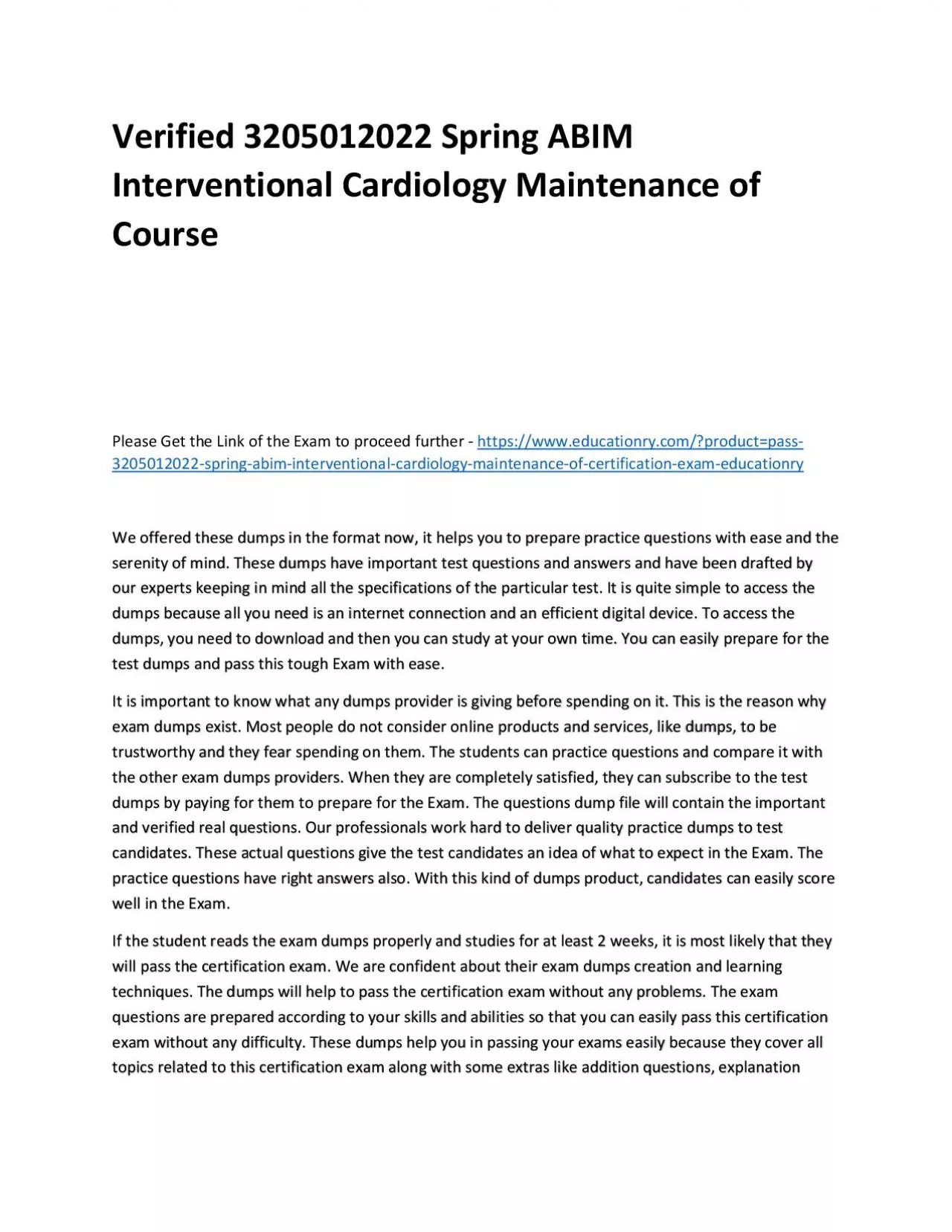 PDF-Verified 3205012022 Spring ABIM Interventional Cardiology Maintenance of Practice Course