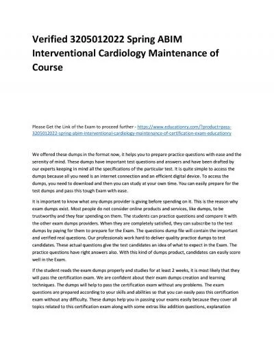 Verified 3205012022 Spring ABIM Interventional Cardiology Maintenance of Practice Course