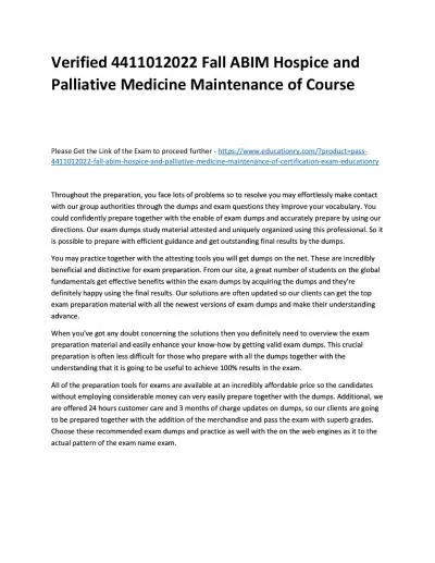 Verified 4411012022 Fall ABIM Hospice and Palliative Medicine Maintenance of Practice Course