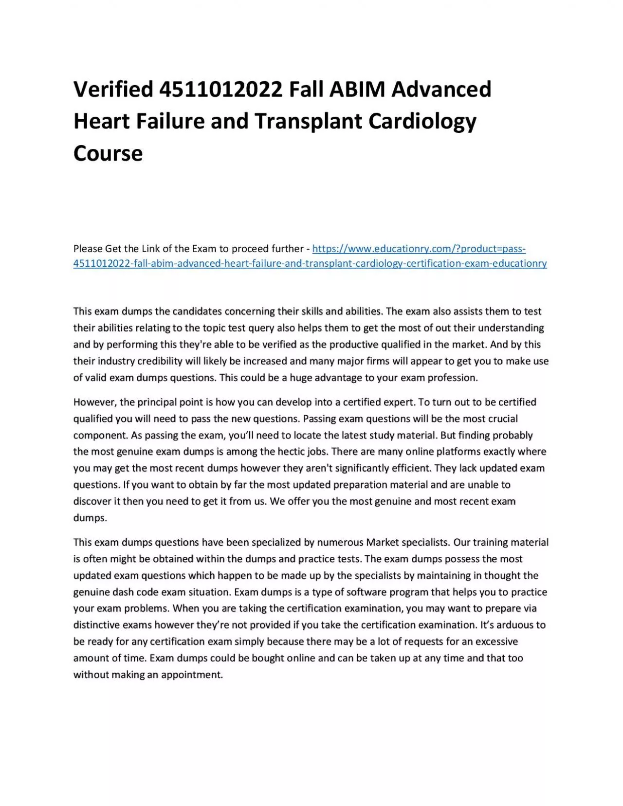 PDF-Verified 4511012022 Fall ABIM Advanced Heart Failure and Transplant Cardiology Practice