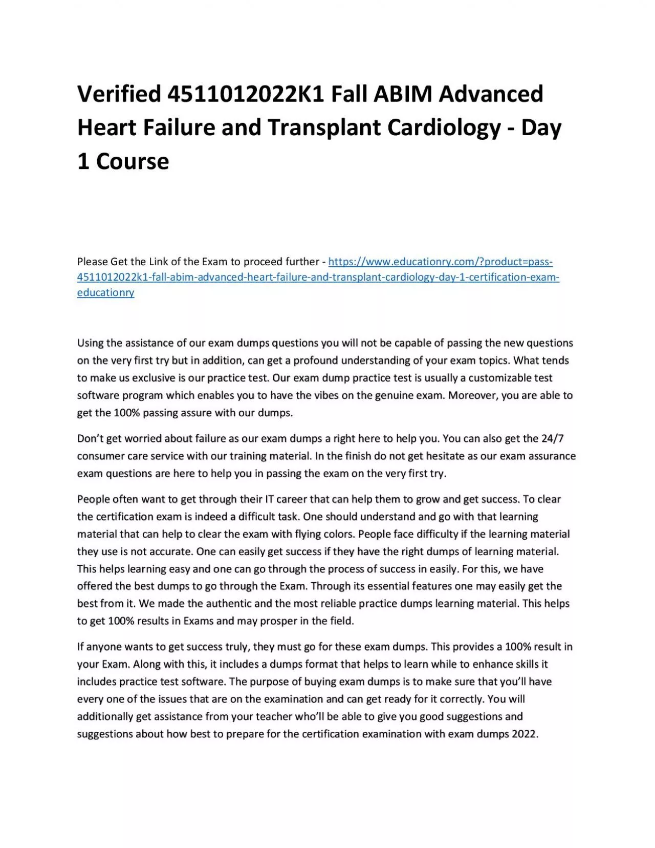 PDF-Verified 4511012022K1 Fall ABIM Advanced Heart Failure and Transplant Cardiology - Day