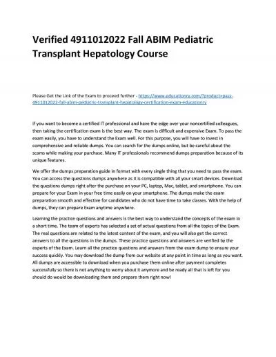 Verified 4911012022 Fall ABIM Pediatric Transplant Hepatology Practice Course