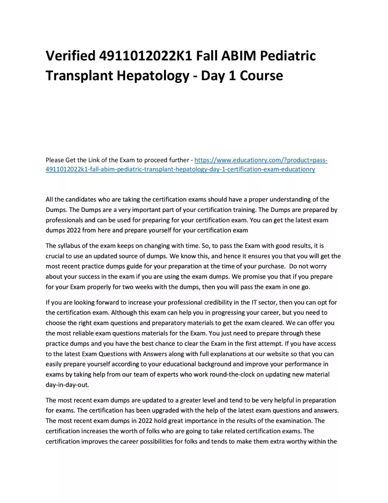 PDF-Verified 4911012022K1 Fall ABIM Pediatric Transplant Hepatology - Day 1 Practice Course