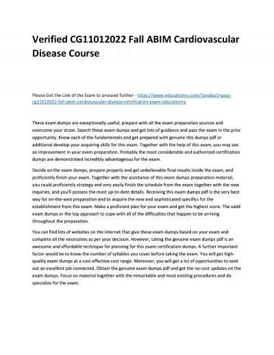 Verified CG11012022 Fall ABIM Cardiovascular Disease Practice Course