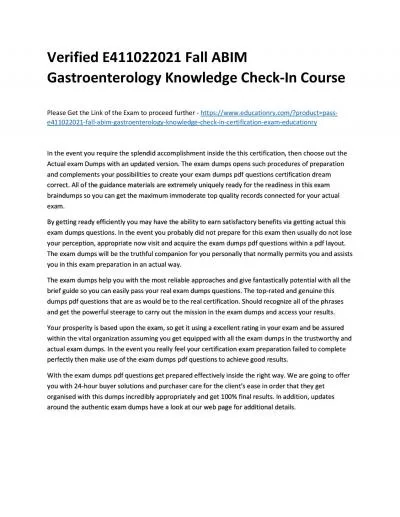 Verified E411022021 Fall ABIM Gastroenterology Knowledge Check-In Practice Course