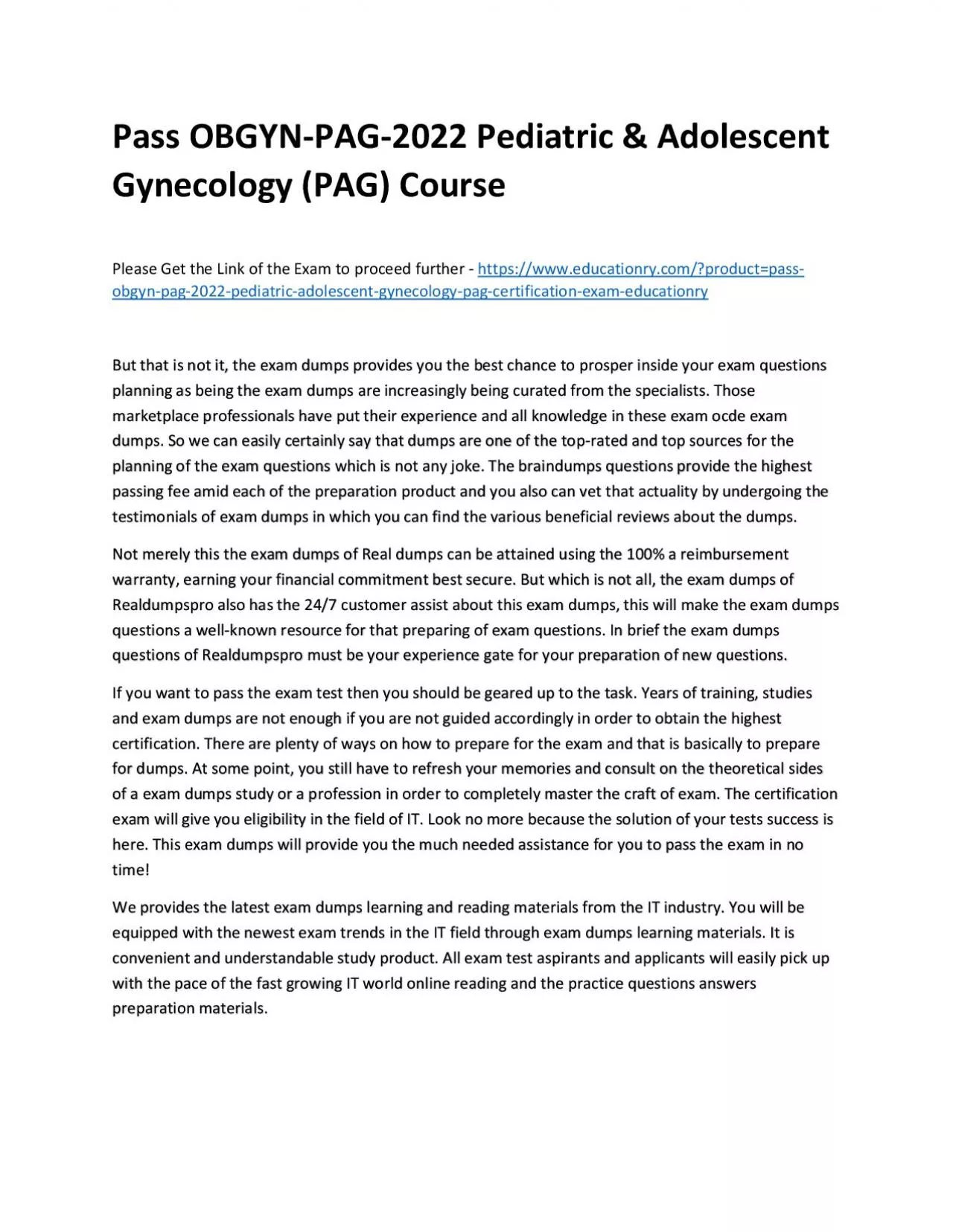 PDF-Pass OBGYN-PAG-2022 Pediatric & Adolescent Gynecology (PAG) Practice Course