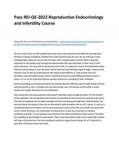 Pass REI-QE-2022 Reproductive Endocrinology and Infertility Practice Course