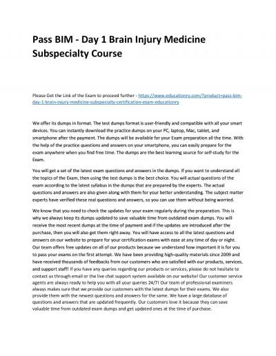 Pass BIM - Day 1 Brain Injury Medicine Subspecialty Practice Course