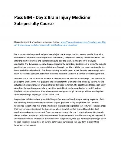 Pass BIM - Day 2 Brain Injury Medicine Subspecialty Practice Course