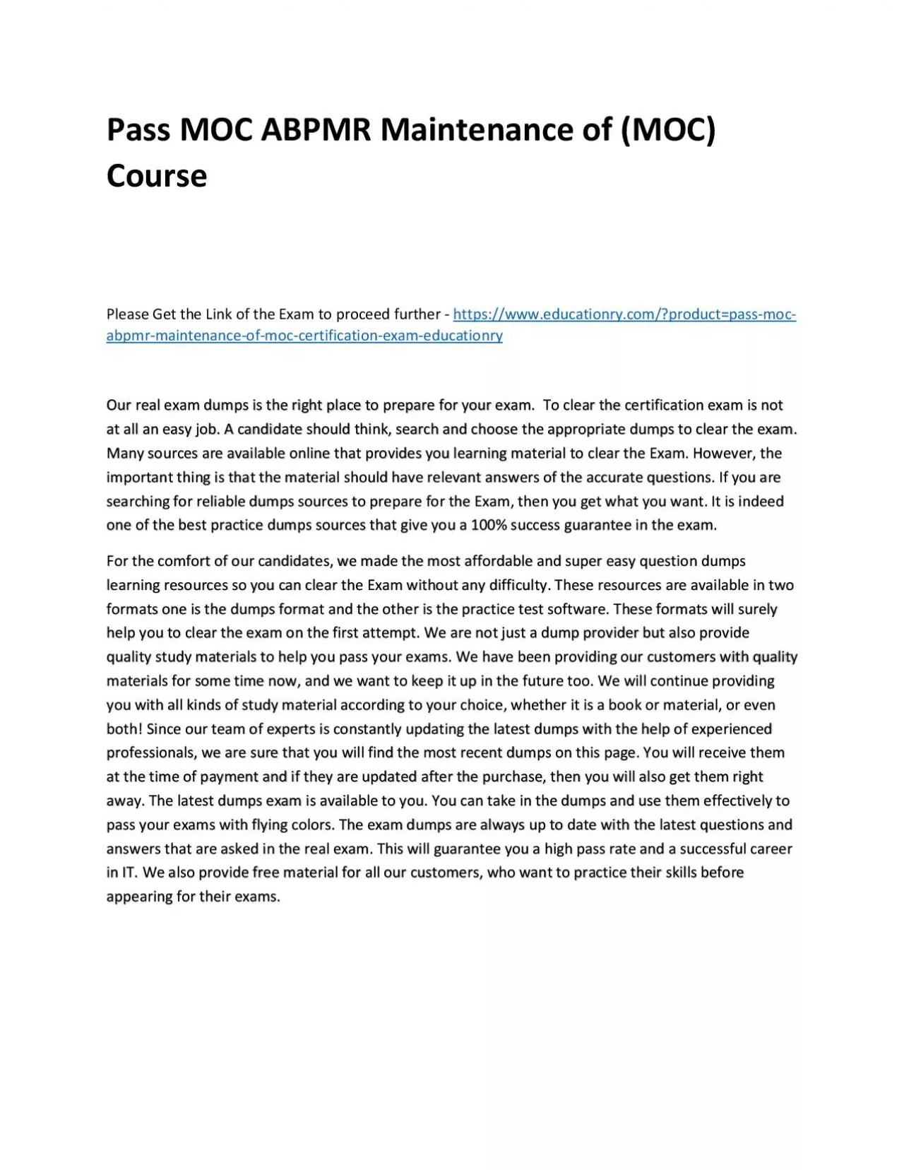 PDF-Pass MOC ABPMR Maintenance of (MOC) Practice Course