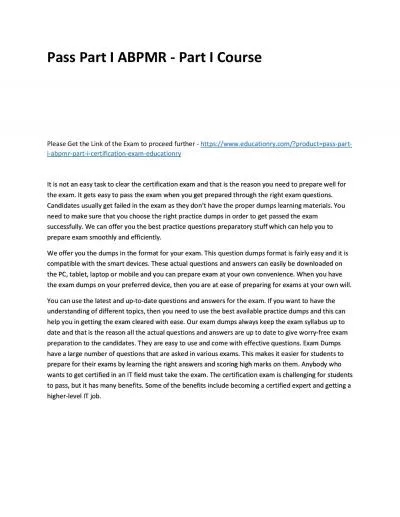 Pass Part I ABPMR - Part I Practice Course