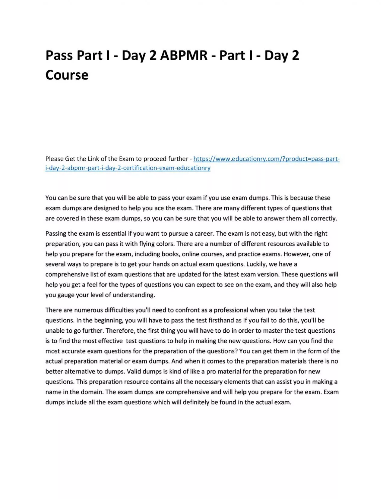 PDF-Pass Part I - Day 2 ABPMR - Part I - Day 2 Practice Course