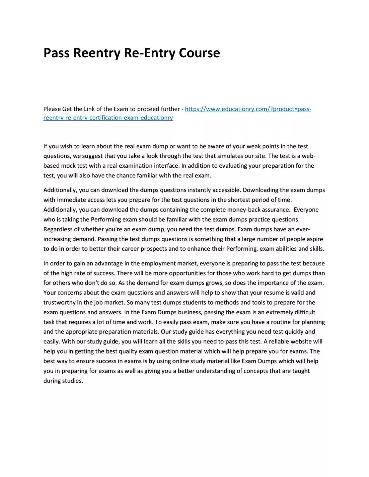 PDF-Pass Reentry Re-Entry Practice Course