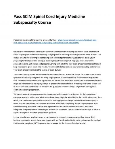 Pass SCIM Spinal Cord Injury Medicine Subspecialty Practice Course