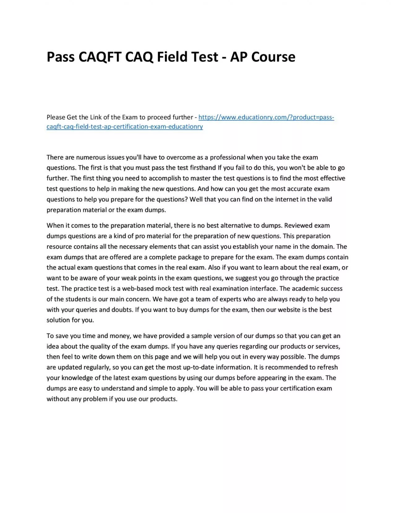 PDF-Pass CAQFT CAQ Field Test - AP Practice Course