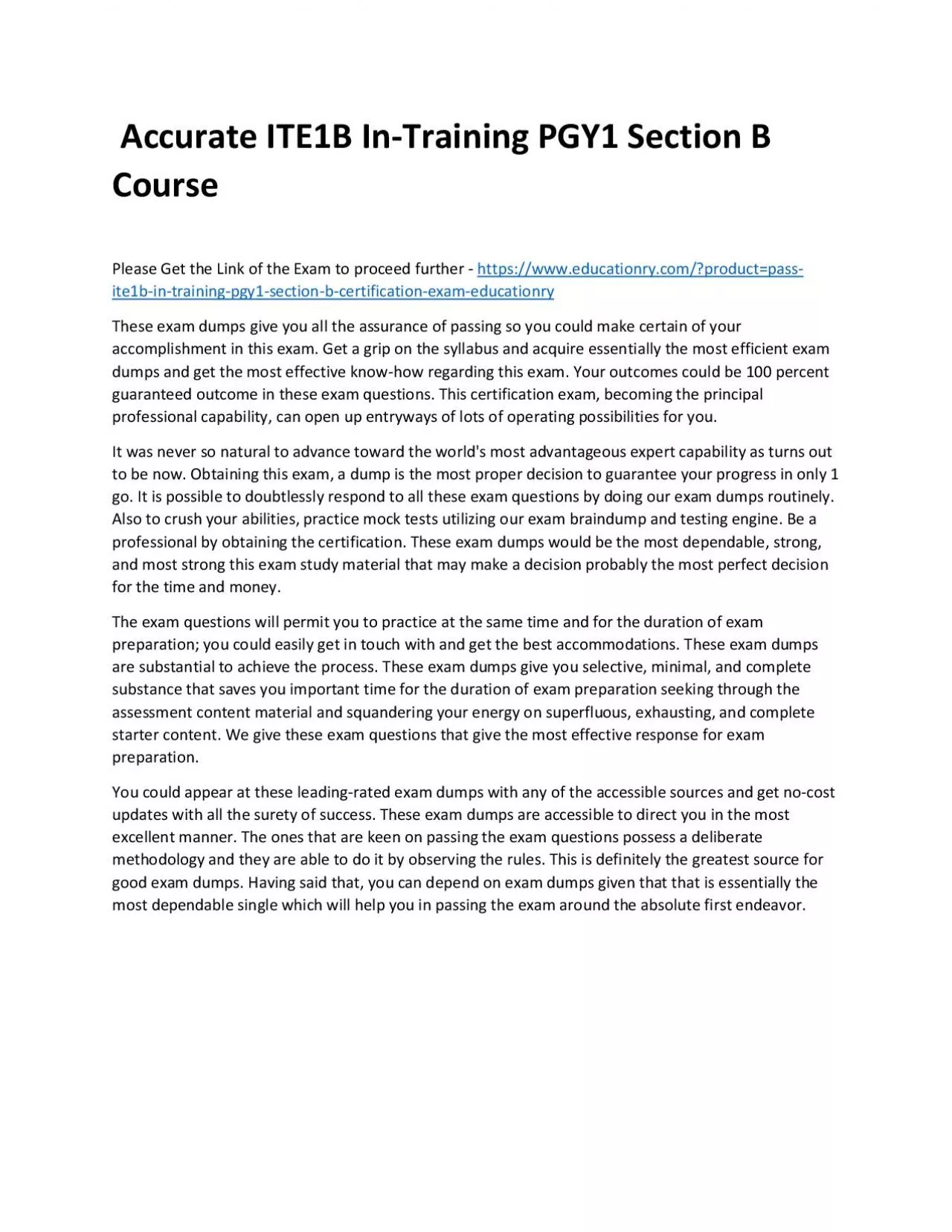 PDF-Accurate ITE1B In-Training PGY1 Section B Practice Course