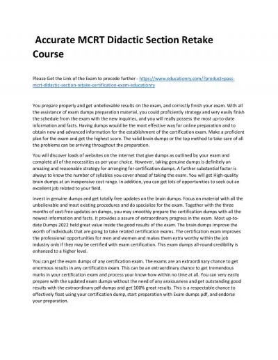 Accurate MCRT Didactic Section Retake Practice Course