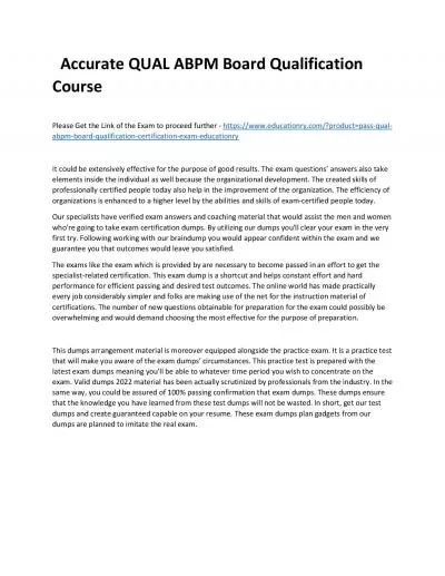 Accurate QUAL ABPM Board Qualification Practice Course