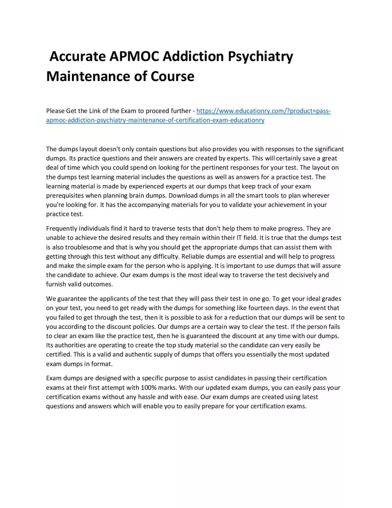 PDF-Accurate APMOC Addiction Psychiatry Maintenance of Practice Course