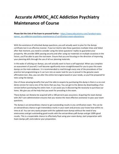 Accurate APMOC_ACC Addiction Psychiatry Maintenance of Practice Course