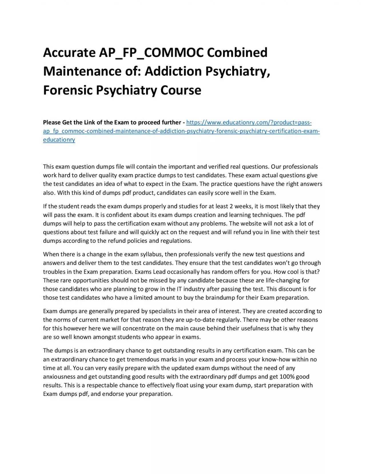 PDF-Accurate AP_FP_COMMOC Combined Maintenance of: Addiction Psychiatry, Forensic Psychiatry