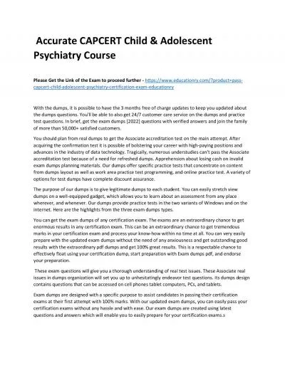 Accurate CAPCERT Child & Adolescent Psychiatry Practice Course