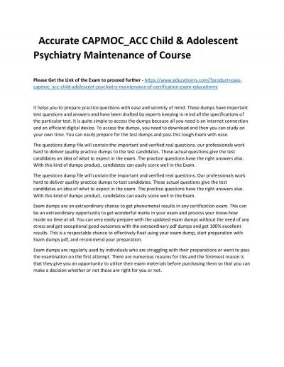 Accurate CAP_192207_112921_1 Child & Adolescent Psychiatry Practice Course