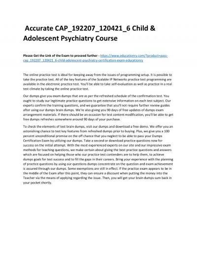 Accurate CAP_192207_120421_6 Child & Adolescent Psychiatry Practice Course