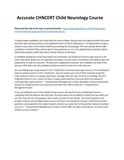 Accurate CHNCERT Child Neurology Practice Course