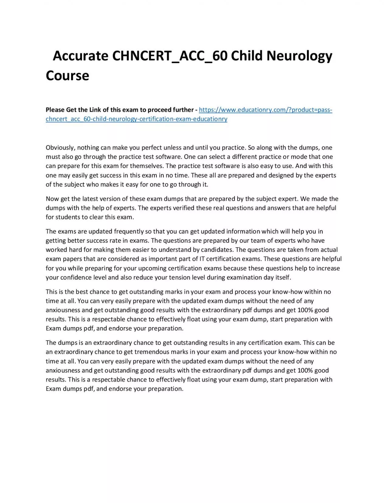 PDF-Accurate CHNCERT_ACC_60 Child Neurology Practice Course