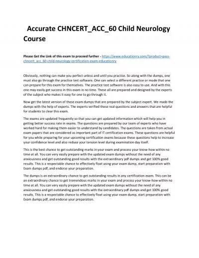 Accurate CHNCERT_ACC_60 Child Neurology Practice Course