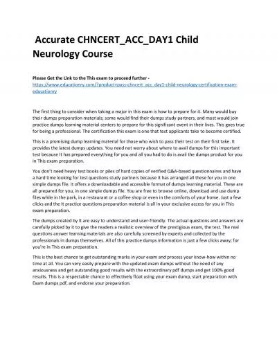 Accurate CHNCERT_ACC_DAY1 Child Neurology Practice Course