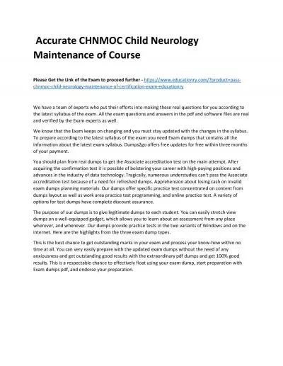 Accurate CHNMOC Child Neurology Maintenance of Practice Course