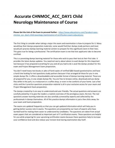 Accurate CHNMOC_ACC_DAY1 Child Neurology Maintenance of Practice Course